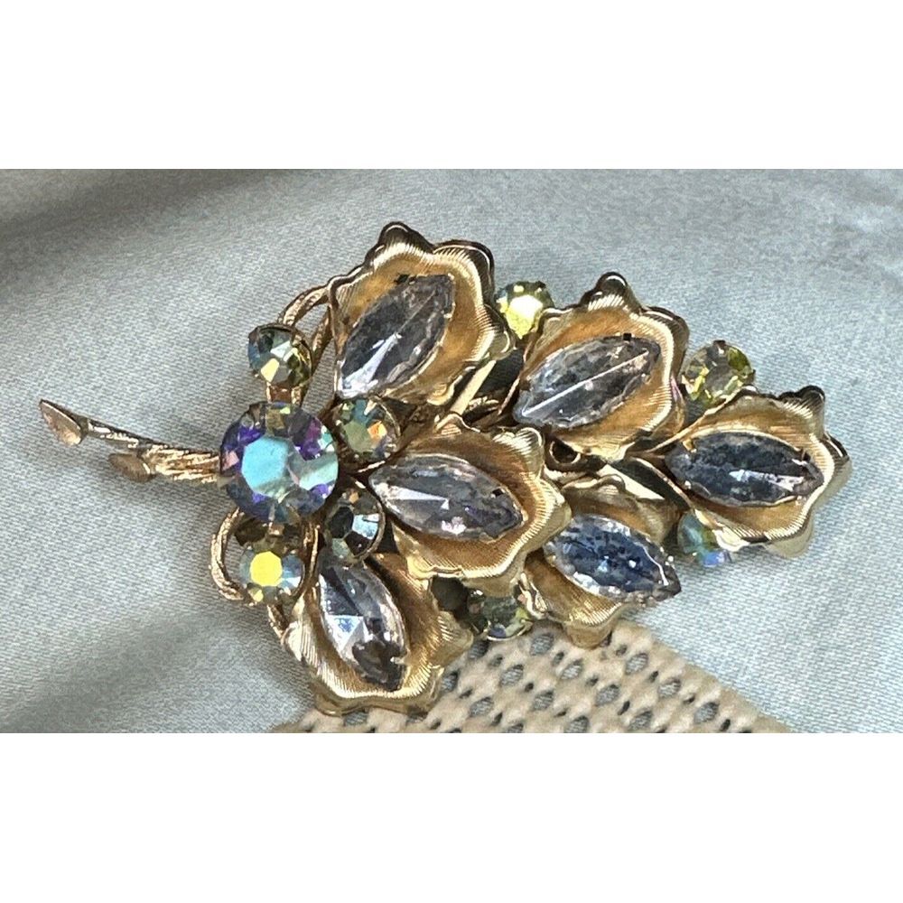 AB Rhinestone Brooch Statement Pin Juliana Weiss‎ Style Vintage